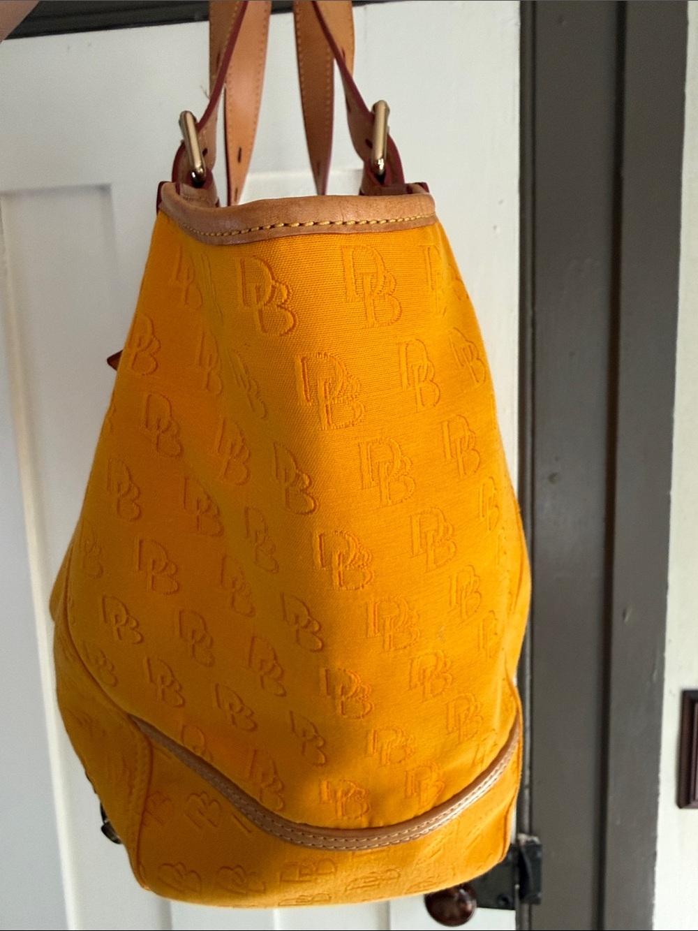 Dooney & Bourke Yellow Shoulder Tote with Tan Leather Trim - Picture 2 of 16